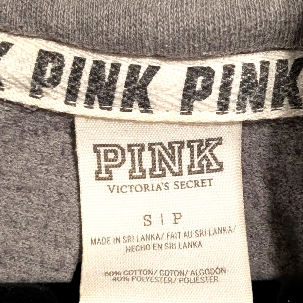 π Vintage Victoria's Secret PINK Cowl Neck Rainbow Logo Sweatshirt Sz S Grayπ - Picture 4 of 7